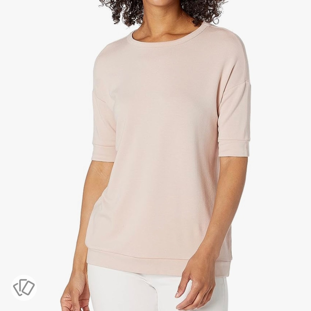 Amazon Daily Ritual Pink Supersoft Terry Slouchy Short-Sleeve Sweatshirt Top